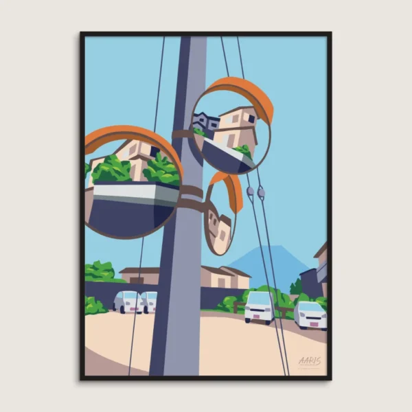 Plakaten Nara fra Aaris Studio i sort ramme.