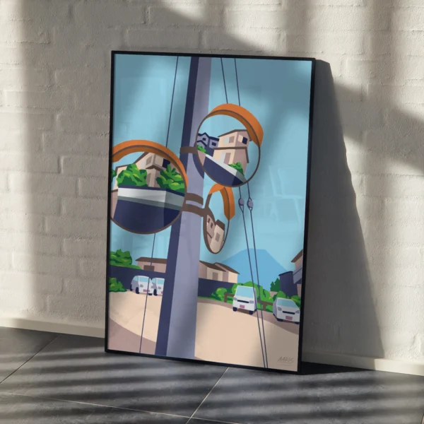 Mockup der viser en plakat fra Aaris Studio.