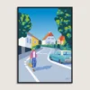 Aaris-Studio-Plakat-Hulvej En plakat af en mand der går på gaden Hulvej i Horsens.