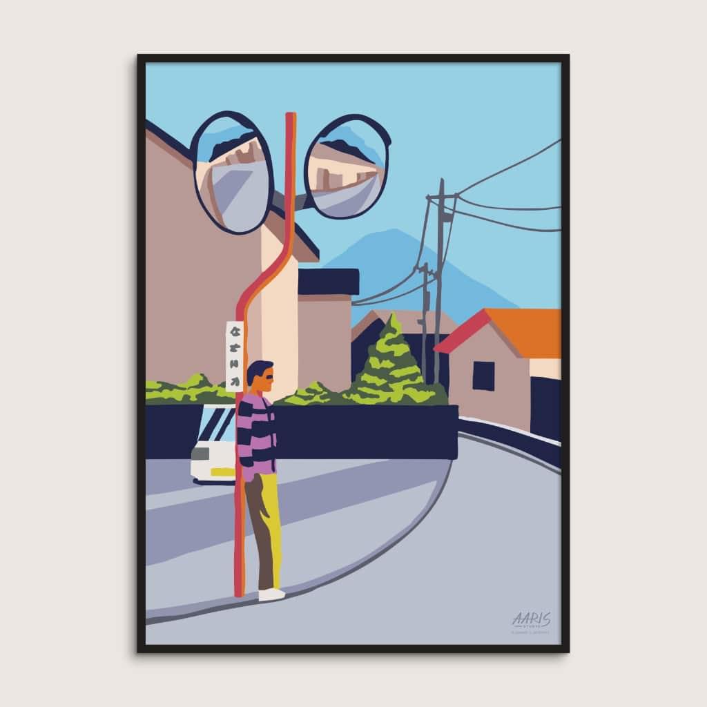Plakaten Fuji fra Aaris Studio i sort ramme.